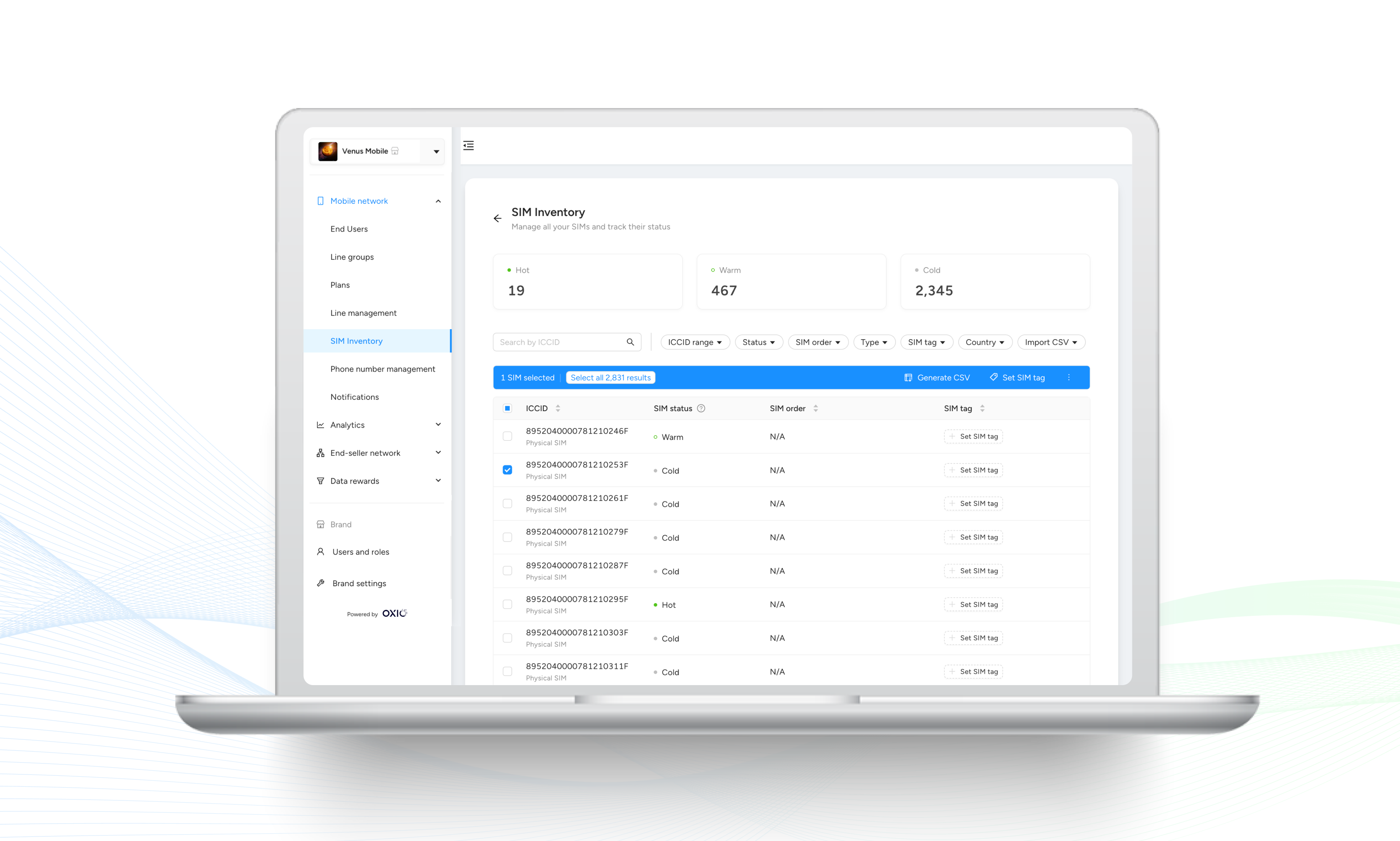 OXIO's Telecom-as-a-Service BrandVNO interface