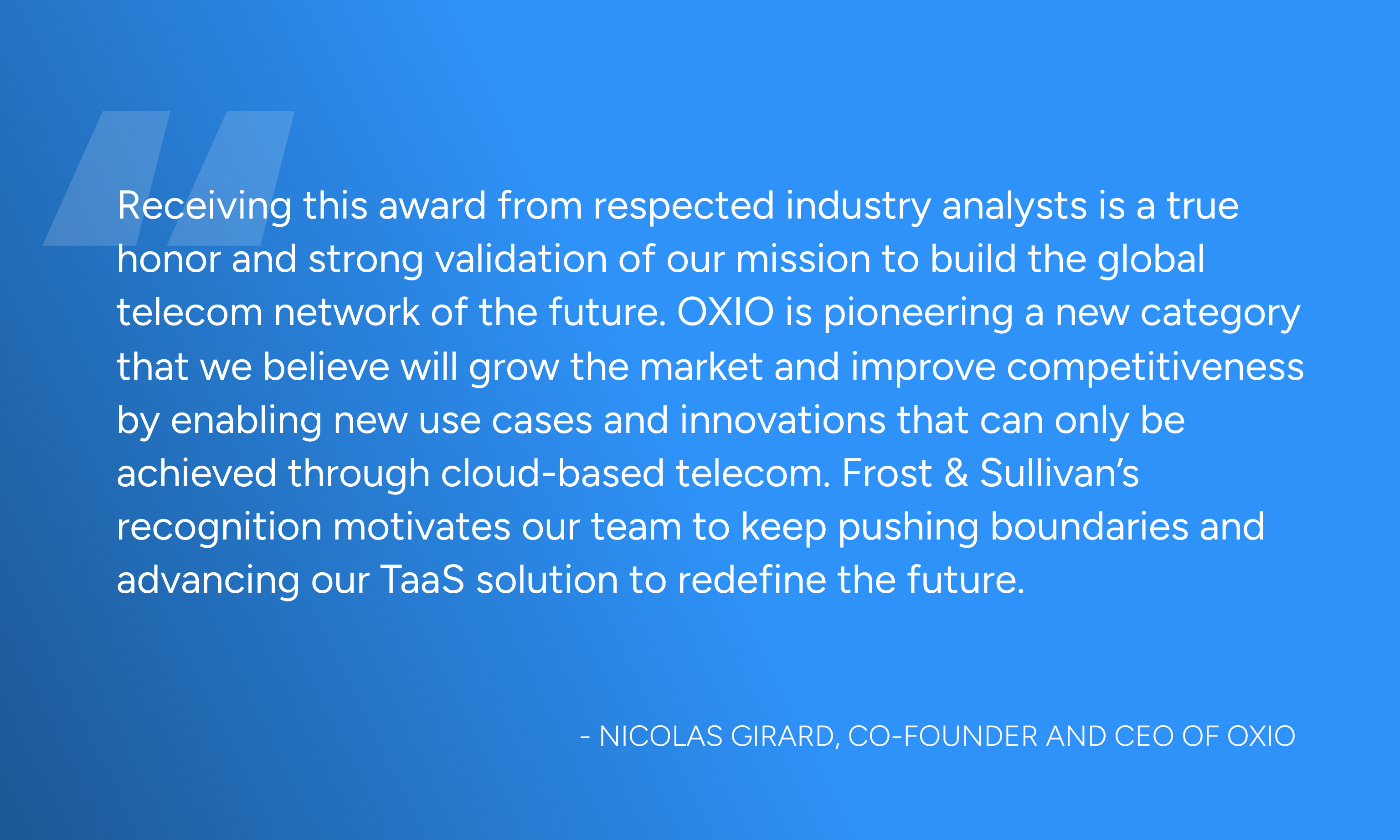 OXIO Frost & Sullivan TaaS Innovation Award